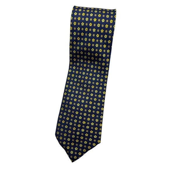 KENZO Men's Silk Polyester Necktie LUXURY Tie Blue Floral W:3.7